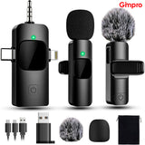 Gimpro Mini Microphone Wireless Lavalier Microphone for iPhone Android Computer Laptop Camera USB-C,2.4G Ultra-Low Delay,Noise Reduction,Double Lapel Microphone for Youtube TikTok Vlog