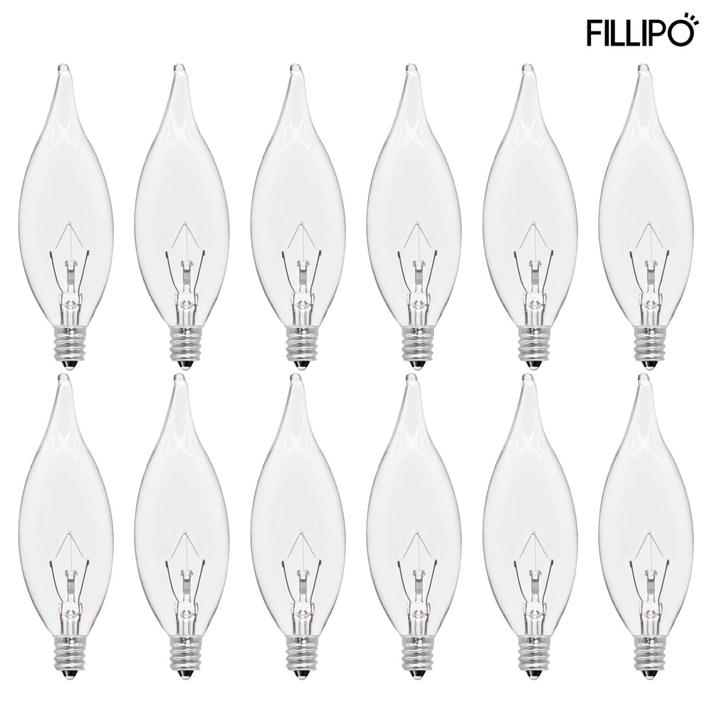 Fillipo 12-Pack E12 Candle Light Bulbs 40W Warm White 2500K