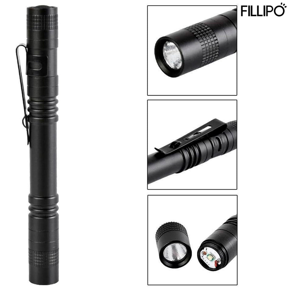 Fillipo LED Pen Flashlights, Lightweight, Mini, Waterproof Pocket Flashlight with Clip