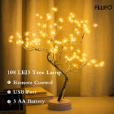 Fillipo 108 LED Sparkly Fairy Tree Lamp, Warm White, Remote Control, USB/Battery, 8 Modes, DIY Bonsai Decor, Festival Decoration Light