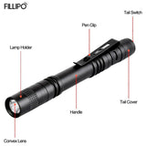 Fillipo LED Pen Flashlights, Lightweight, Mini, Waterproof Pocket Flashlight with Clip