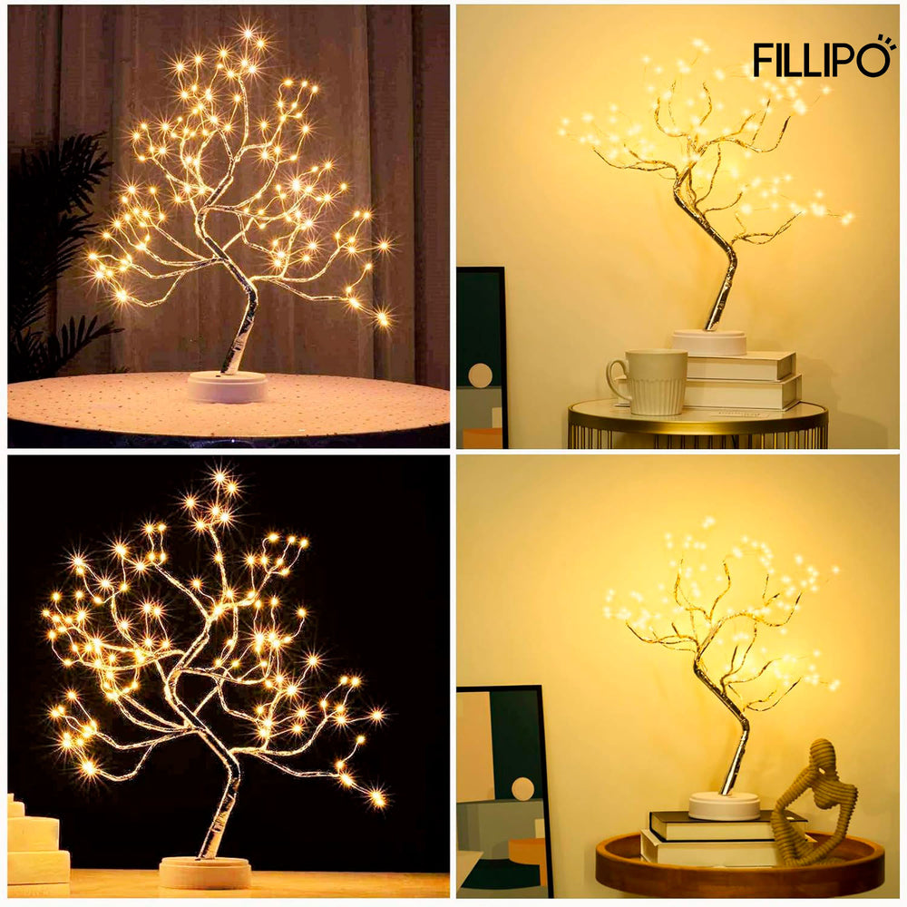 Fillipo 108 LED Sparkly Fairy Tree Lamp, Warm White, Remote Control, USB/Battery, 8 Modes, DIY Bonsai Decor, Festival Decoration Light